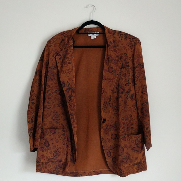 Vintage Nell Flowers Rust Orange Blazer - Picture 2 of 6